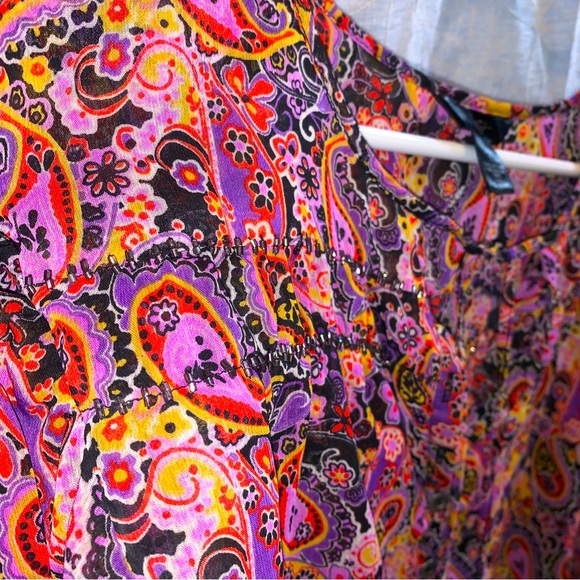 Rock47-wrangler sheer blouse size L - round neck,rhinestones, paisley flowers - Picture 12 of 16
